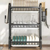 Dish Rack, Multi Tier Vertical Layout, Adjustable Shelves, Non Slip Feet