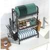 Dish Rack, Multi Tier Vertical Layout, Adjustable Shelves, Non Slip Feet