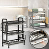 Dish Rack, Multi Tier Vertical Layout, Adjustable Shelves, Non Slip Feet