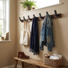 Minimalist Wall-Mounted Coat Hook with Wood & Metal Coat Holder