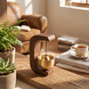 Wireless Door Chime with Brass Bell and Wooden Frame