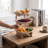 Multi-tiered wooden fruit bowl