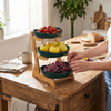 Multi-tiered wooden fruit bowl