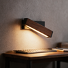 Wall-mounted LED lamp angled down over a home office desk