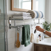 Space-saving wall rack with modern minimalist design for bathroom and kitchen