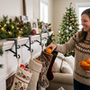 Adjustable Fireplace Stocking and Garland Hanger Set lifestyle photo