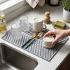 Silicone Dish Drying Mat with Drain Design lifestyle photo